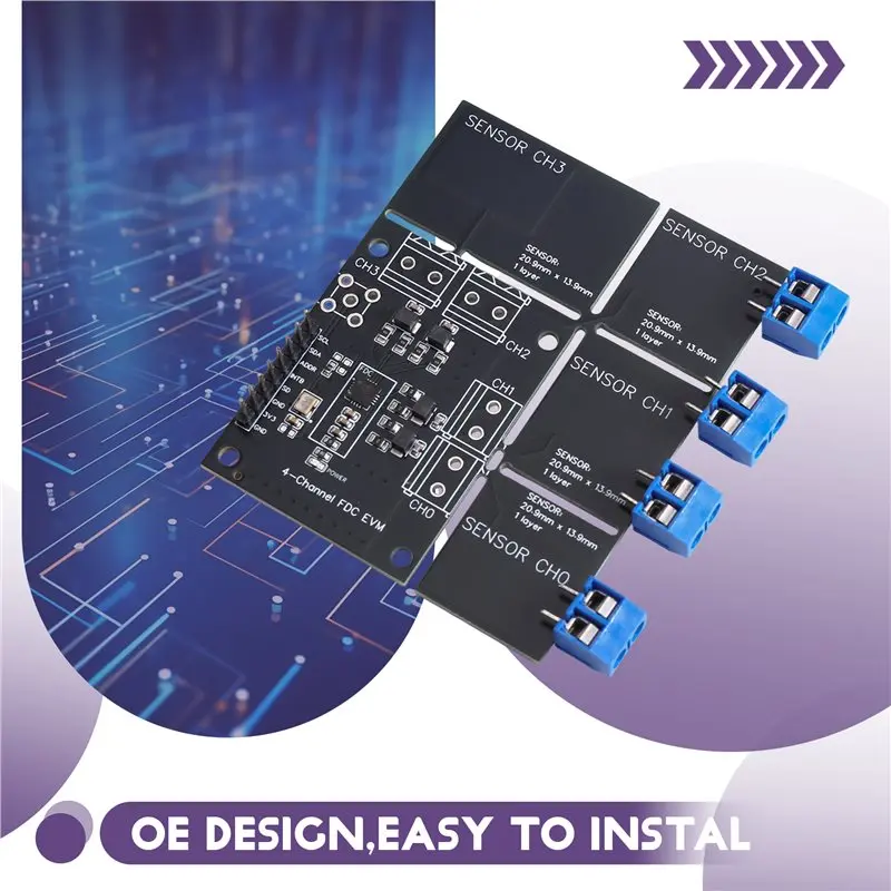 ABGI-FDC2214 Modul (mit 4 Berührungspunkten) für Gestenerkennung, Papierzählung, Flüssigkeitsstandmessung, kapazitiver Sensor – Detail 4