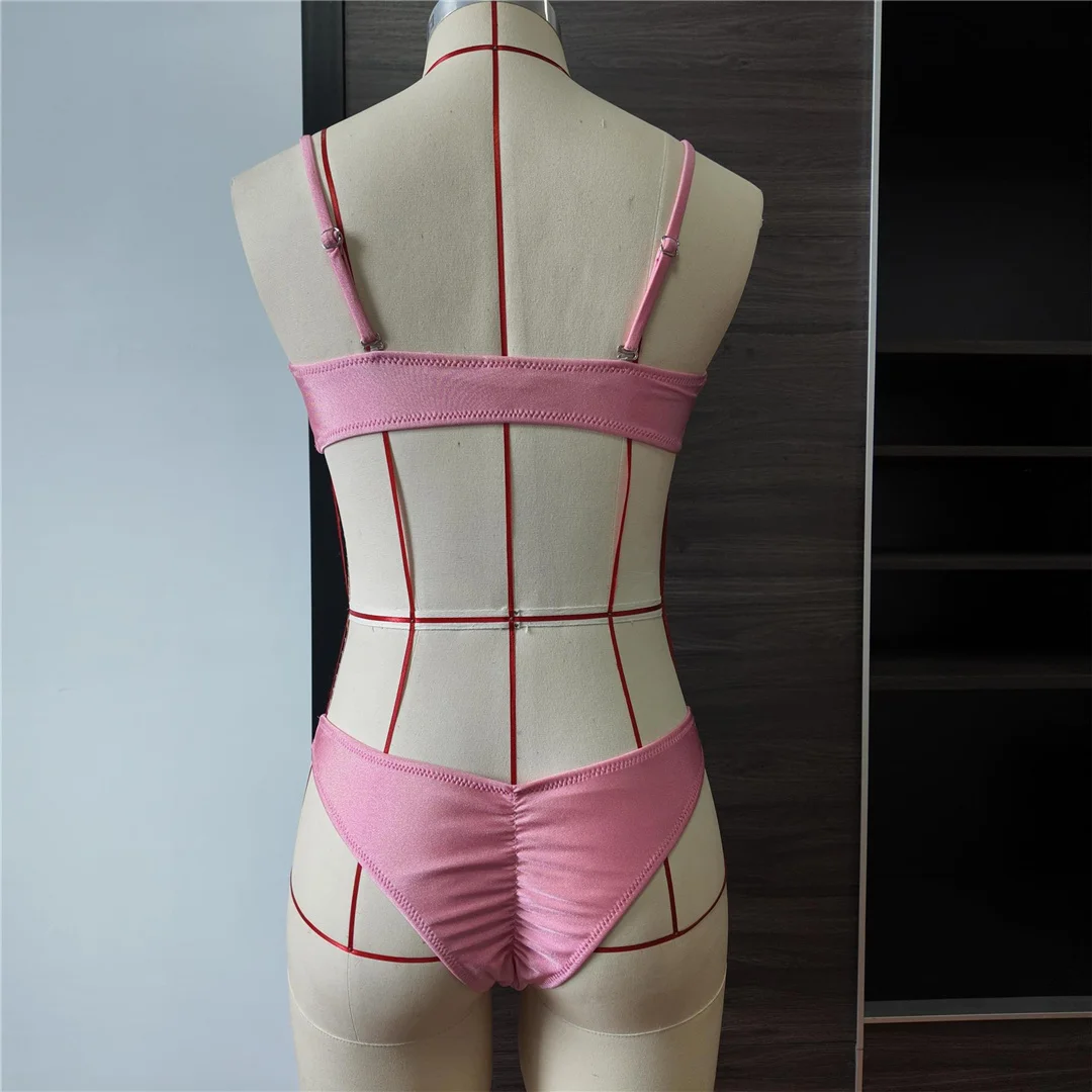 Sexy Scrunch Butt High Leg Cut Bikini Damen Badeanzug Frauen Bademode Zweiteiliges Bikini-Set Gepolsterter Badeanzug Badebekleidung V8536 – Detail 6