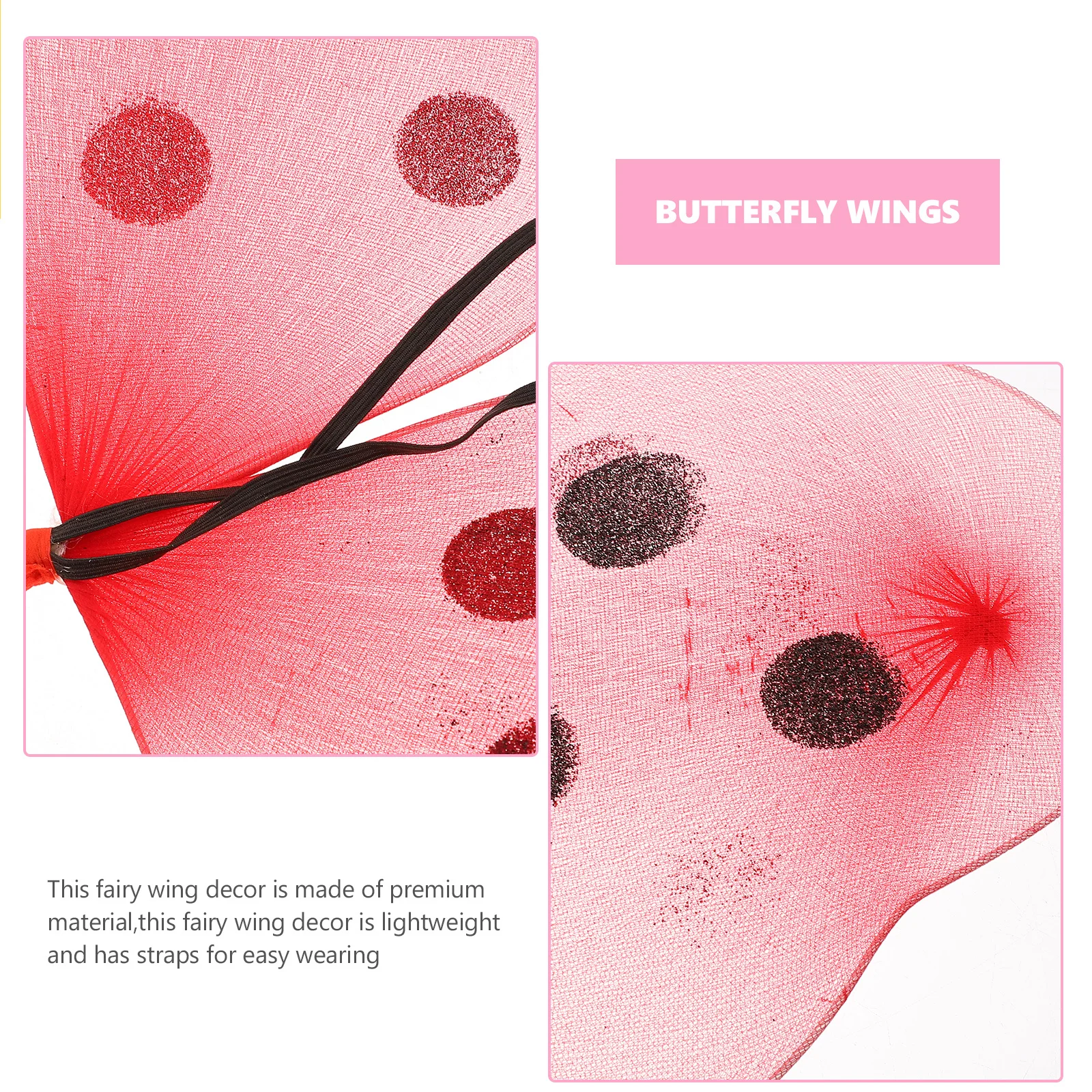 Acessório de fantasia de asas de joaninha para acessórios vibrantes, asa de cosplay leve para carnaval de Halloween