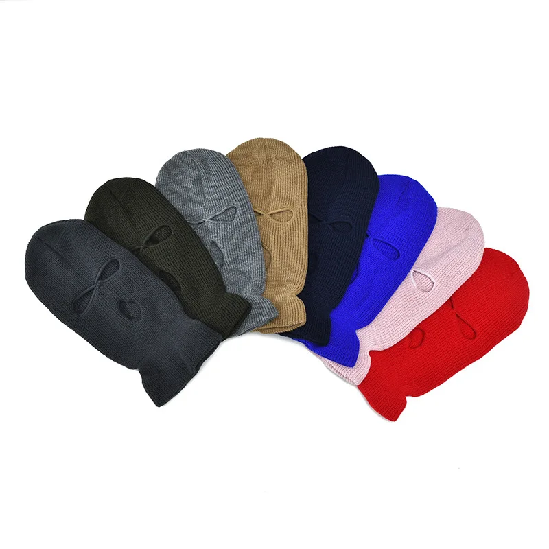 2022 New Full Face Cover Ski Mask Hat 3 Holes Balaclava Army Tactical CS Windproof Knit Beanies Bonnet Winter Warm Unisex Caps