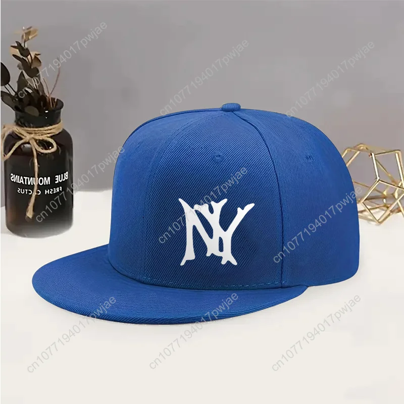 Boné de beisebol snapback ajustável de 1 unidade – Chapéu estampado NY com aba plana, tecido respirável para homens e mulheres, tamanho único, ajuste para todos os ajustáveis