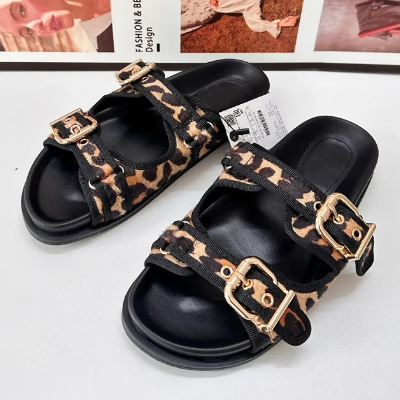 2024 New Leopard Print Women Slippers Summer Platform Shoes Thick Sole comfortable soft Outdoor Ladies Beach Slides Big Size