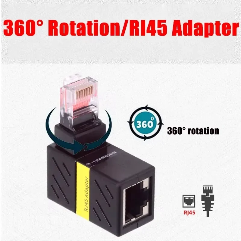 Universal RJ45 Male To Female Converter 360°Rotation Gigabit RJ45 Network Adapter 90 Degree Right Angle Elbow Network
