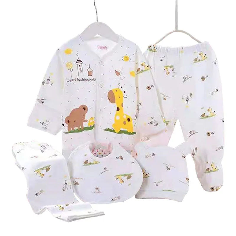 

Newborn clothing set 5-piece Cotton Baby Clothes 0-3 Months Kids Underwear Printing Single-breasted Without Box Baby boy outfit