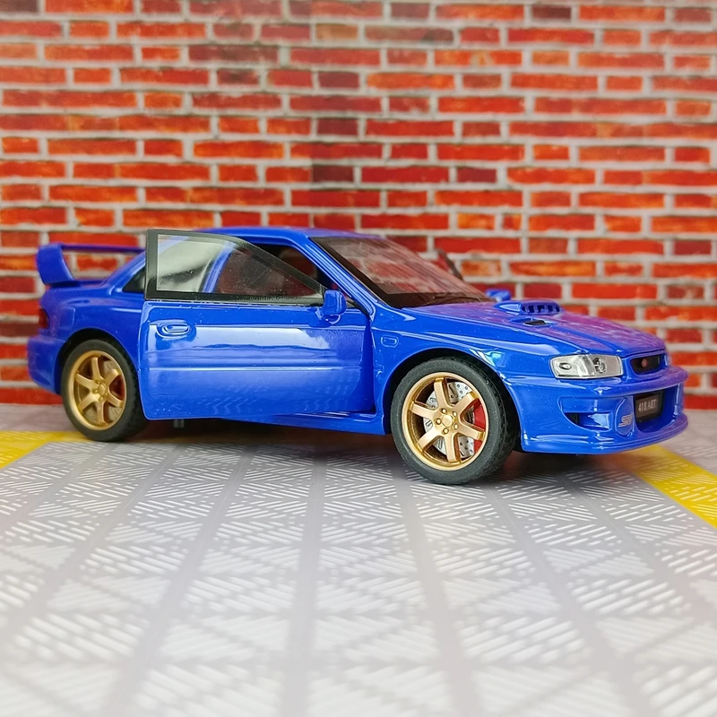 1:32 Subaru alloy supercar children's toy car model pull back acousto-optic car door and hood trunk can be opened  rich details