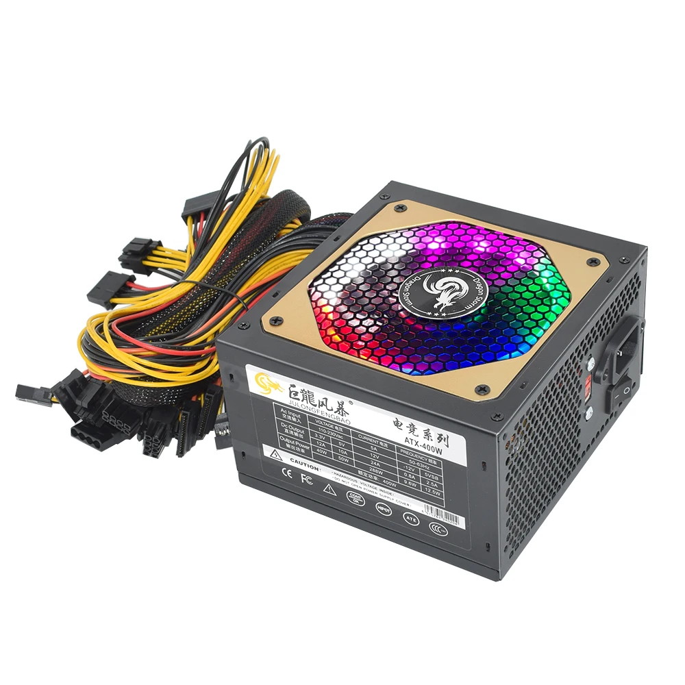JULONGFENGBAO 110/230 فولت 24Pin Atx Fonte 400 واط 600 واط RGB ملون PSU 12 فولت سطح المكتب لعبة فيديو مصدر إمداد الطاقة #3