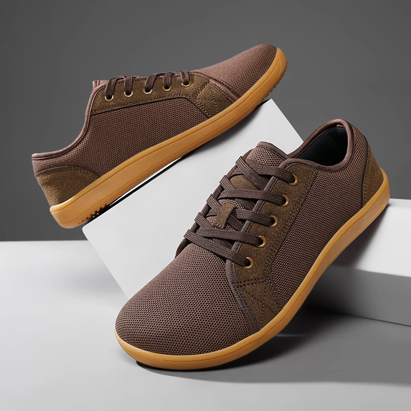 New Men's Wide Barefoot Canvas Sneaker 2026 Fashion Flats Soft Zero Drop Sole Wider Toe Light Weight Fashion Sneakes Big Size 48