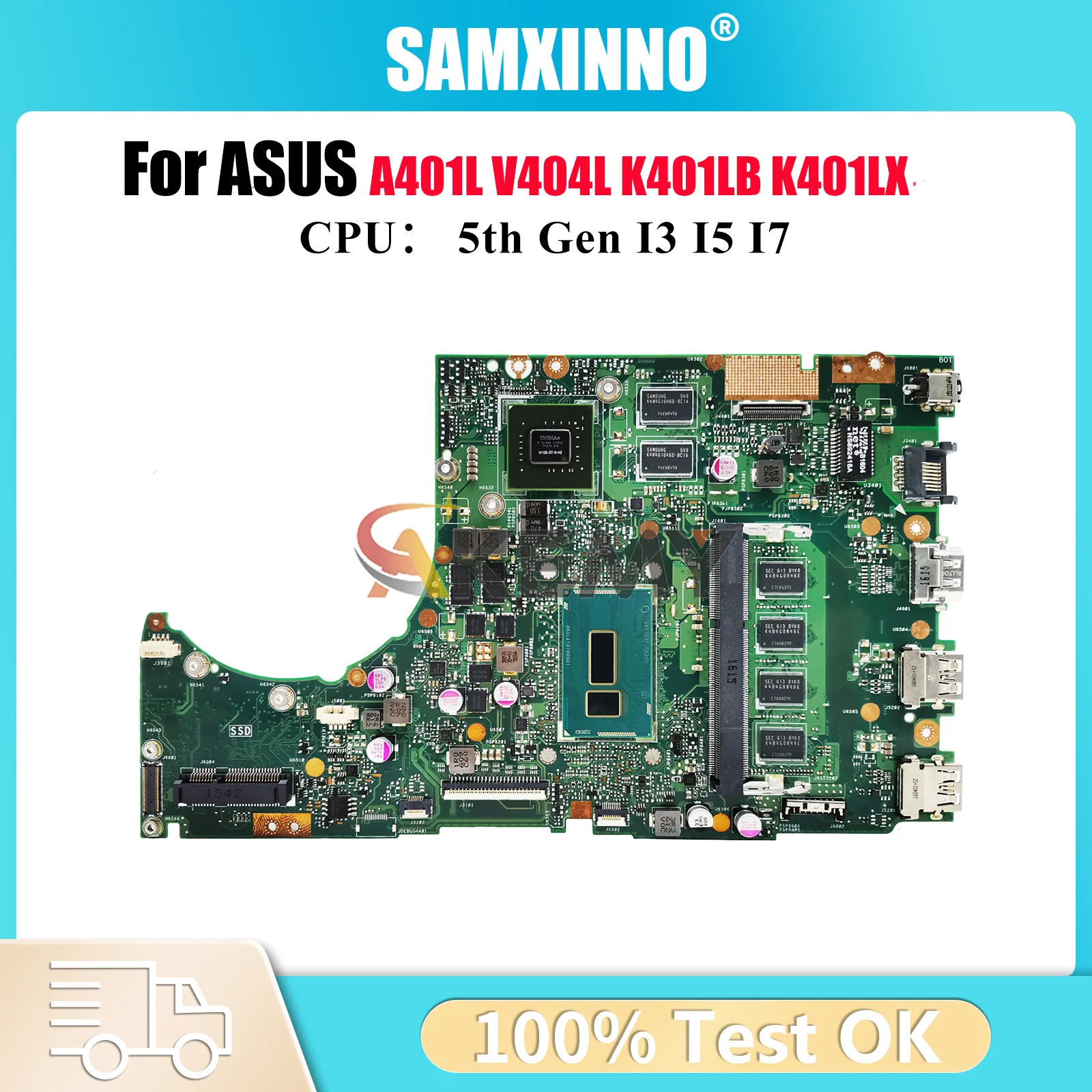 

K401LB Laptop Motherboard For ASUS VivoBook V404L K401LB K401L K401LX A401L V405L Mainboard With I3 I5 I7 CPU 100% tests OK stk