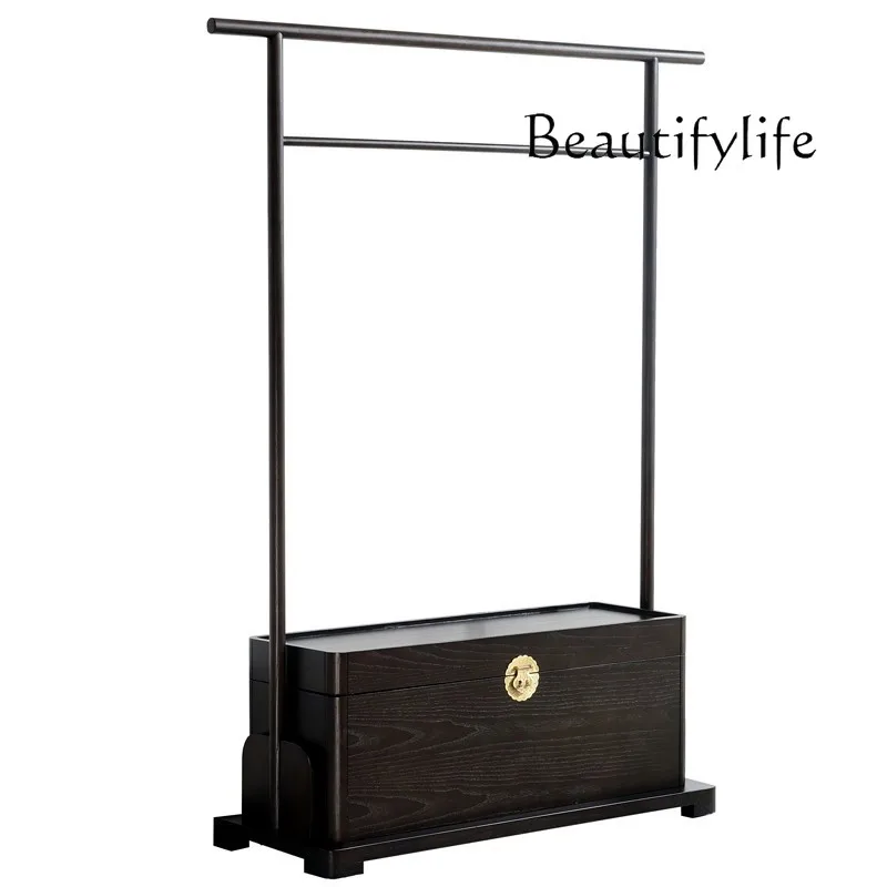 New Chinese Style Clothes Hanger Floor Zen Solid Wood Coat and Cap Living Room Home B & B Hand-Carried Box Clothes Rack