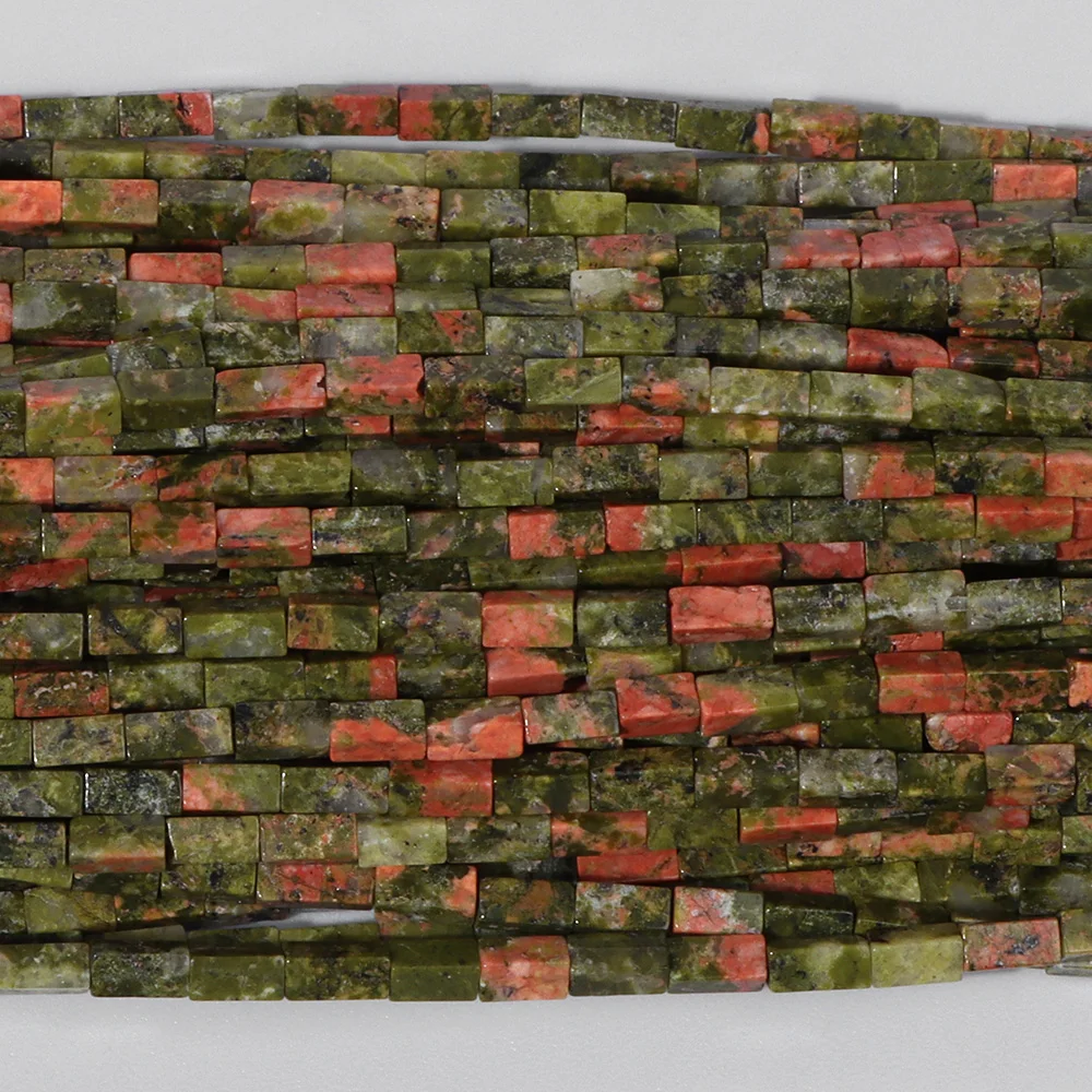 Natural Stone Small Cuboid Unakite Beads Rectangle Shape Loose Beads for Fashion Jewelry Making DIY Bracelet Necklace Components
