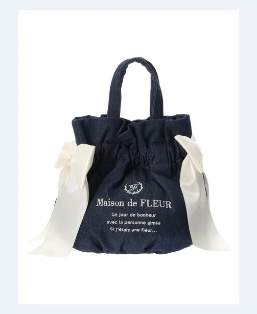 Japonais automne et hiver poire fleur mignon nouveau Denim arc seau sac Laides Satin doux bandoulière épaule Portable sac pour femmes