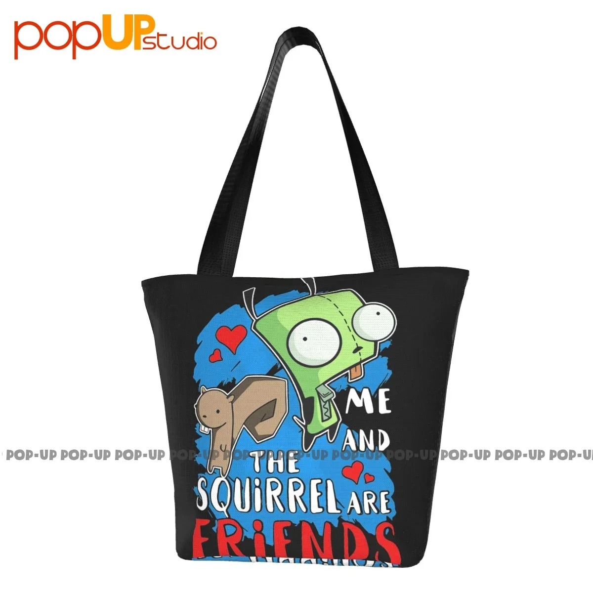 Friends Squirrel & Gir Invader Zim Alien Fashion Handbags Portable Shopping Bag Storage Handbag