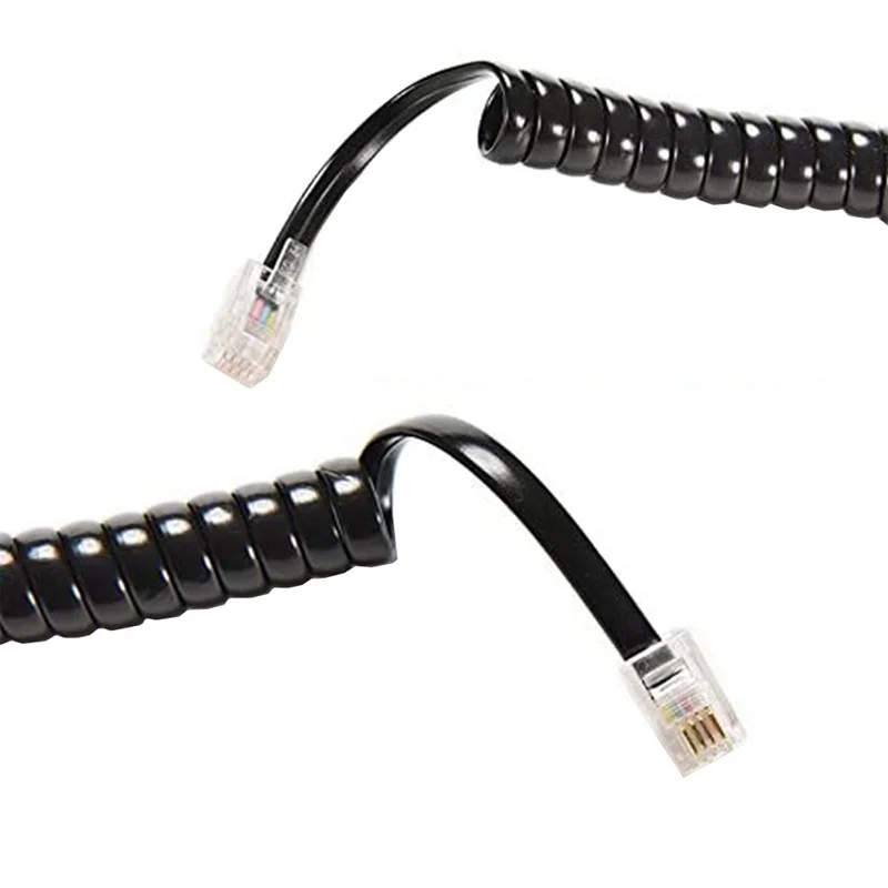 Cabo de telefone fixo sem enrolamento, cabo de linha de telefone fixo rj9 4p4c, acessório de telefone