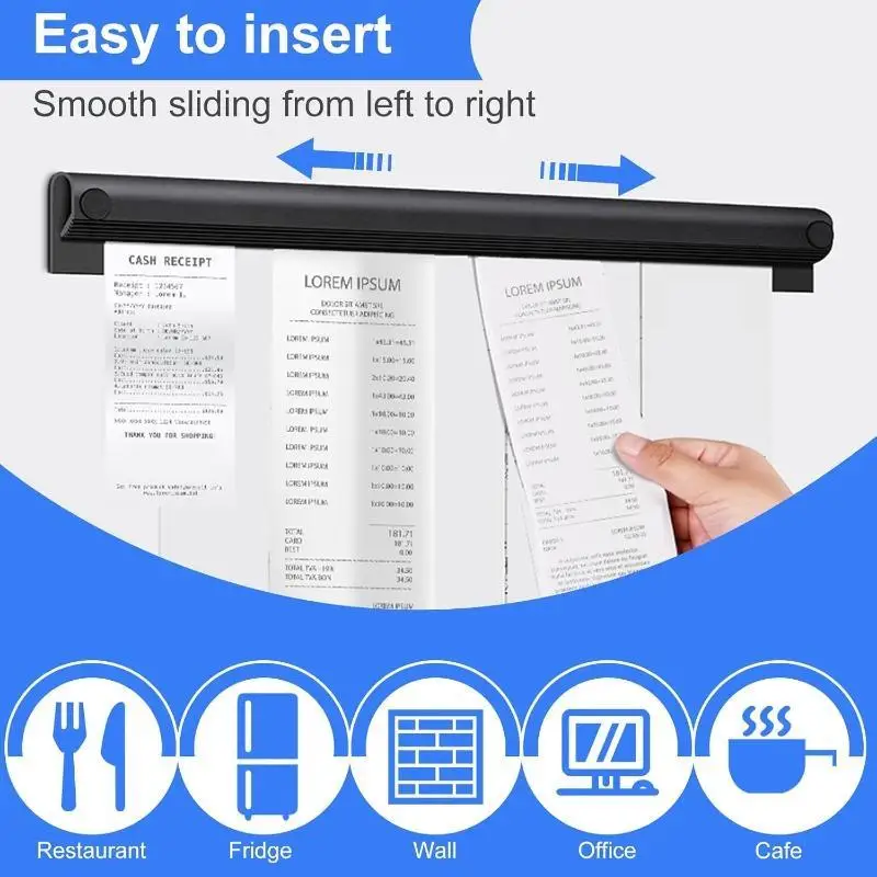 40 /50 Cm Multifunctional Restaurant Takeout Receipt Holder Black Interlocking Design Desktop Receipt Note Paper Storage Clip