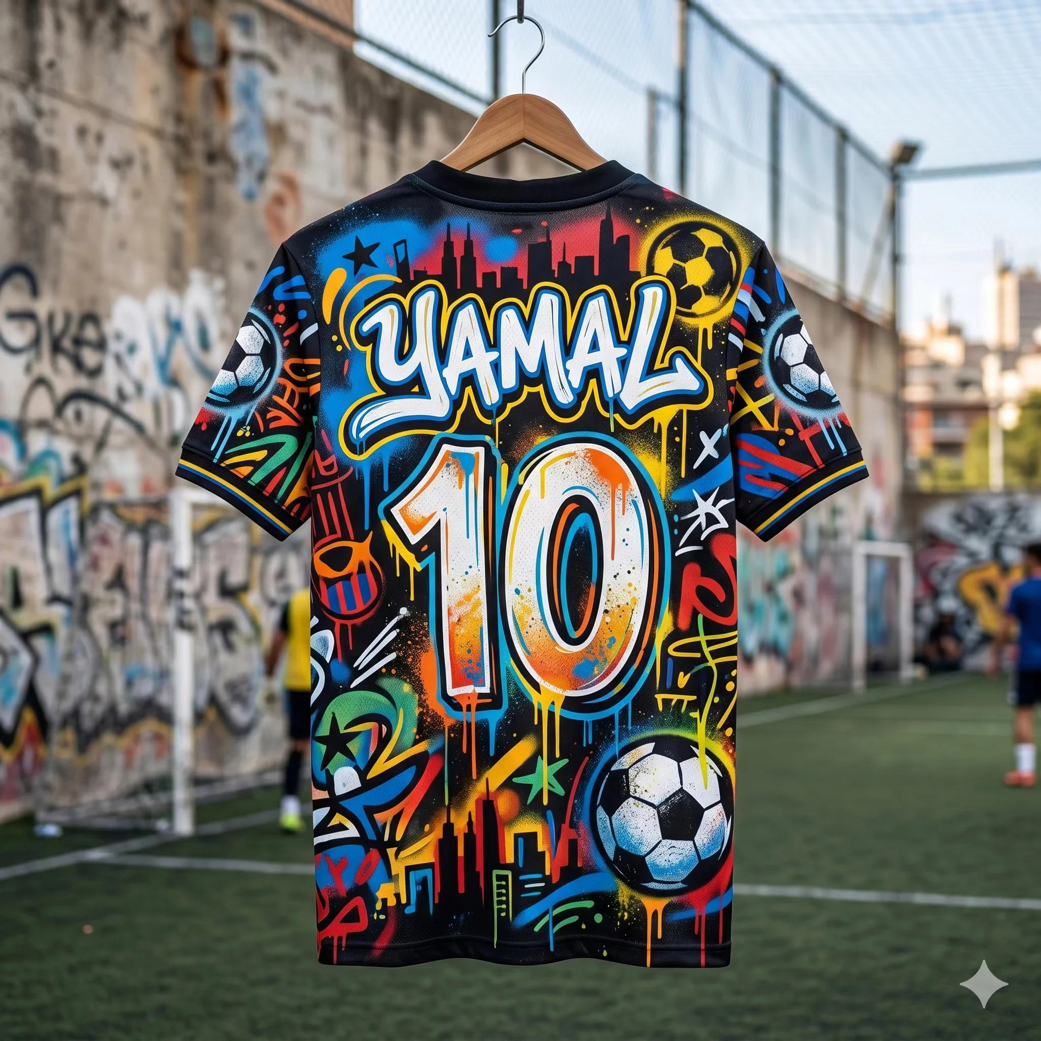 New Unisex #Yamal #10 Graffiti Street Art Football Soccer T Shirt Breathable   Sportswear Training Fan Tee FamilyMatching - view 3