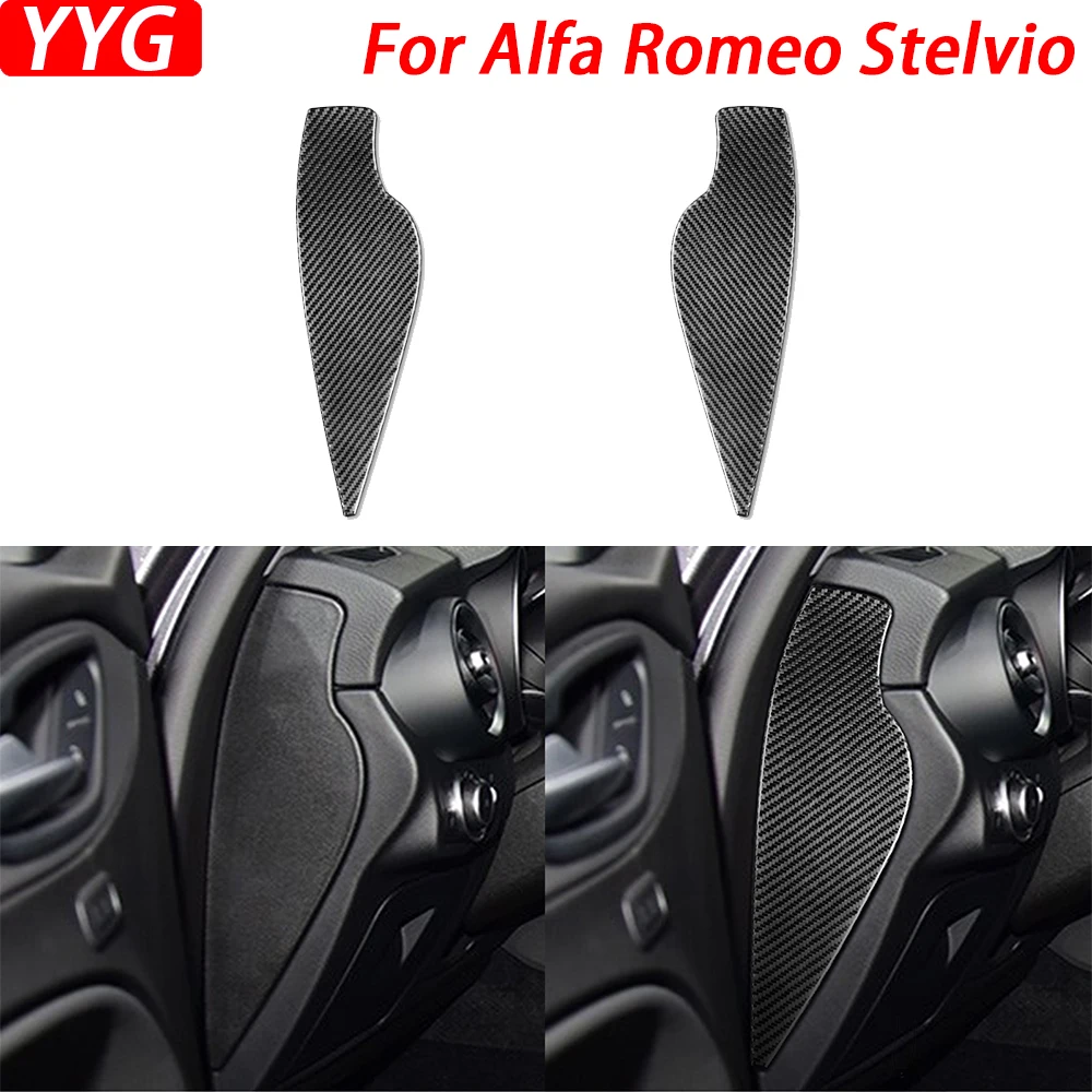 For Alfa Romeo Stelvio 2016-2022 Carbon Fiber Dashboard Both Sides Front Slot Panel Cover Trim Car Interior Decoration Sticker