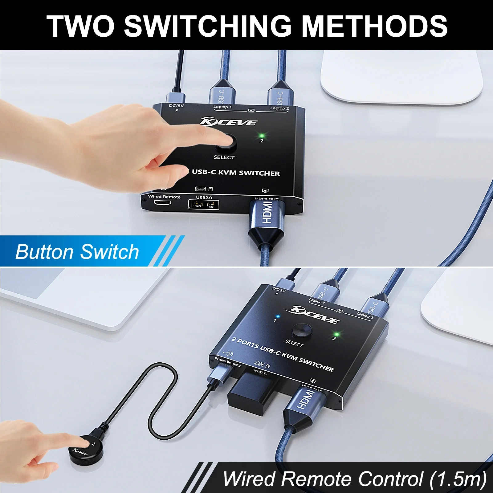 Imagem -04 - Interruptor de Mouse Hdmi e Teclado Compatível com Windows e Macos Usb c Interruptor Kvm Computadores Compartilhar 4k 60hz