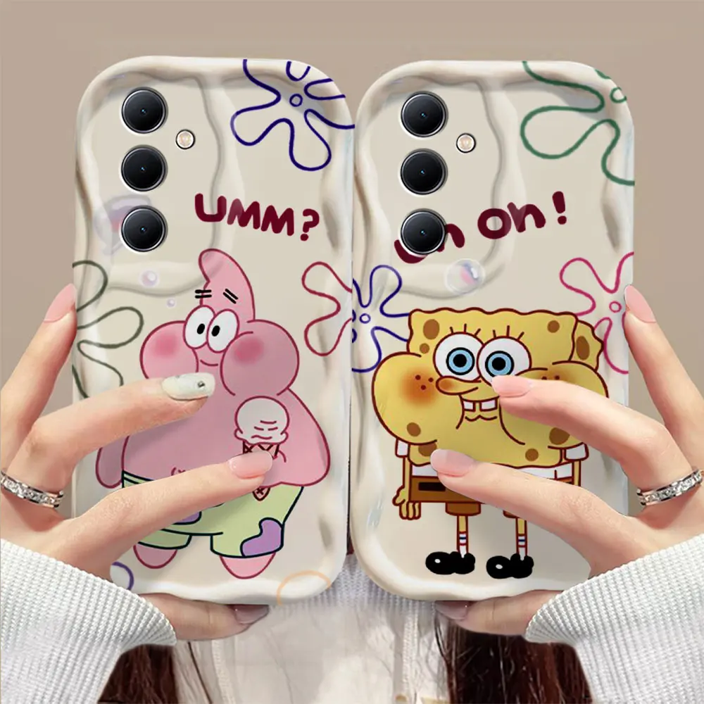 Cute Spongebobs Patrick Star 3D Wave Phone Case For OPPO Reno 11 F 8 T 7 Z 6 5 4 Pro F23 F11 F9 4G 5G Soft Silicone Back Cover