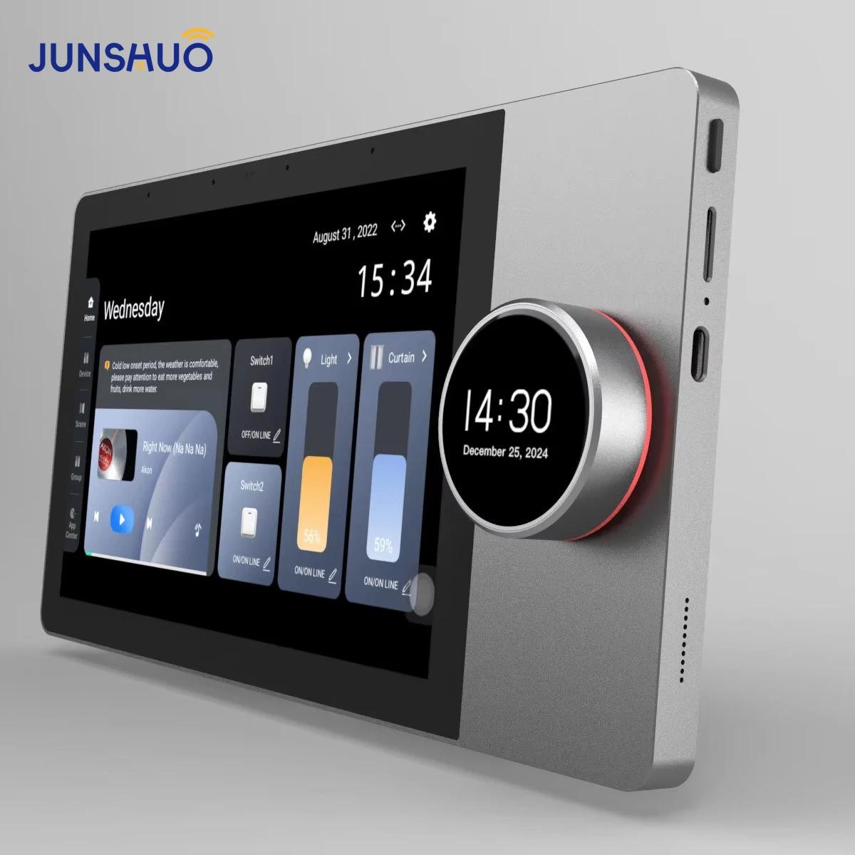 JUNSHUO 2025 Home Automation System Smart Home Gateway 6 Inch Knob Panel LCD Hot Selling Android OS App Background Music IPS Bar
