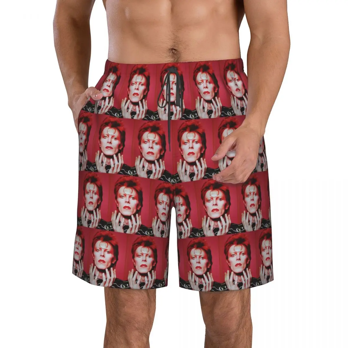 Davids Bowied Trunks Beach Board Shorts Casual Quick Dry Swimming Summer Men Pants
