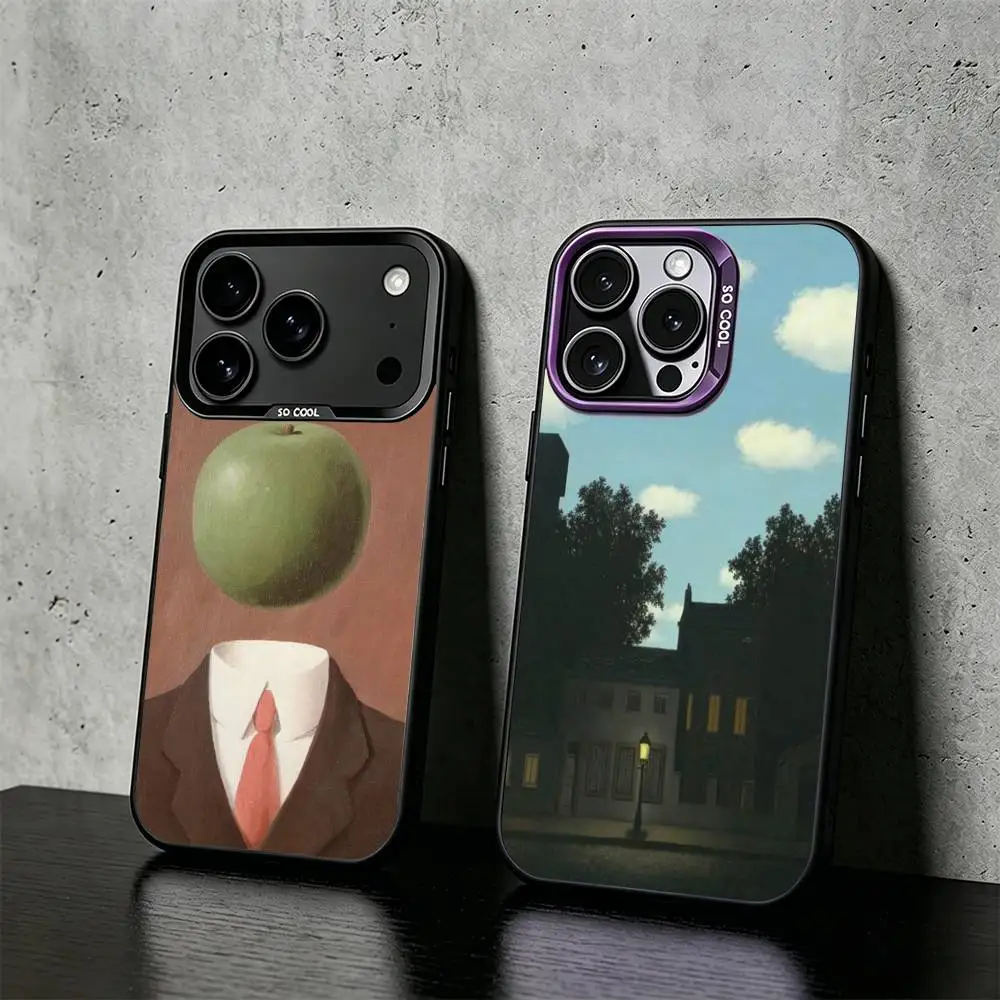 

H-Rene M-Magritte-S A-Art Phone Case For iPhone 17,16,15,14,13,12,11 Plus,Pro Max,XS,Colored silver phone case