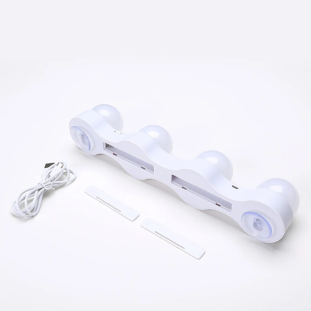 

Led Makeup Mirror Light Vanity Front Light Suction Cup Portable For Home Travel Bathroom Hotel Use White Monochrome Pattern