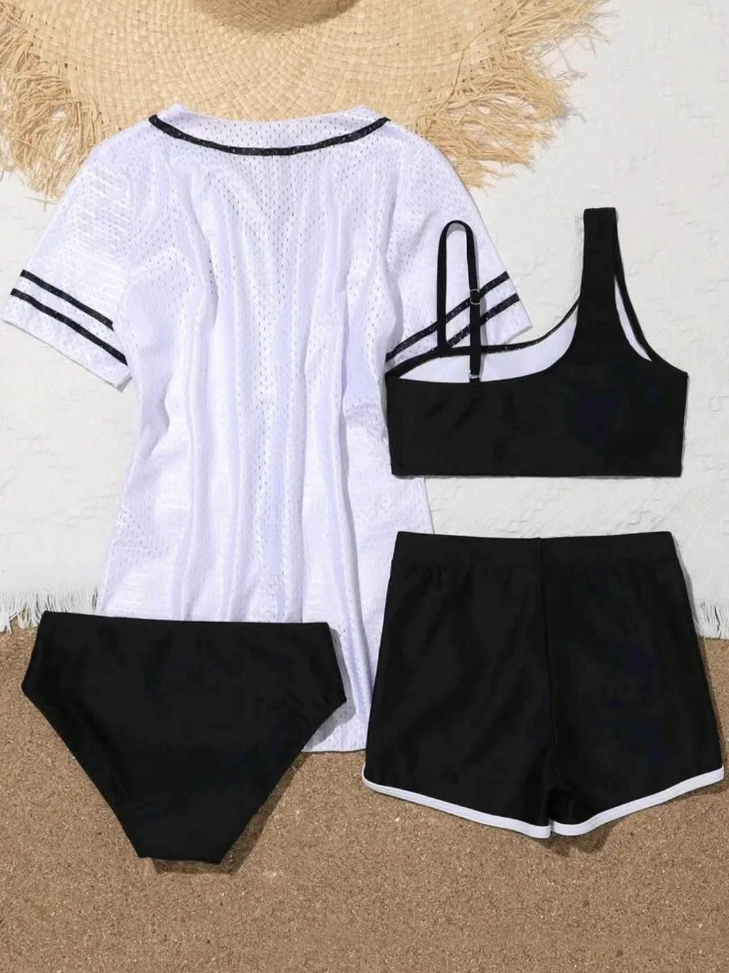 4 Pieces Bikinis With Top Short 2026 Girls Swimsuit Kids Swimwear Female Children\'s Bathers Bathing Swimming Swim Suit Beachwear