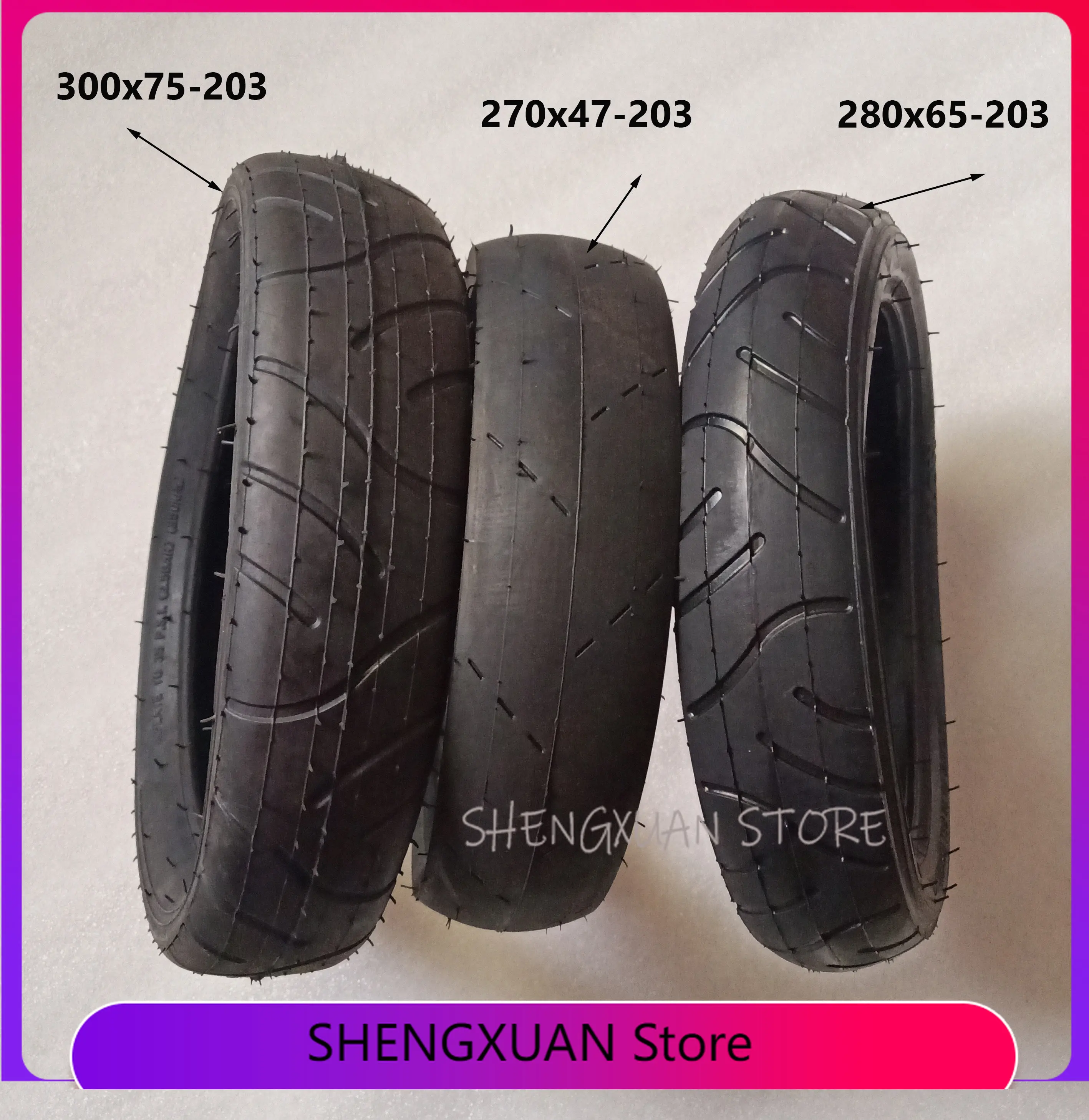 Size 270x47-203 Tyre 280x65-203 300x75-203 Inner and Outer  Fits for Children's Tricycle Baby Trolley Pneumatic Tire