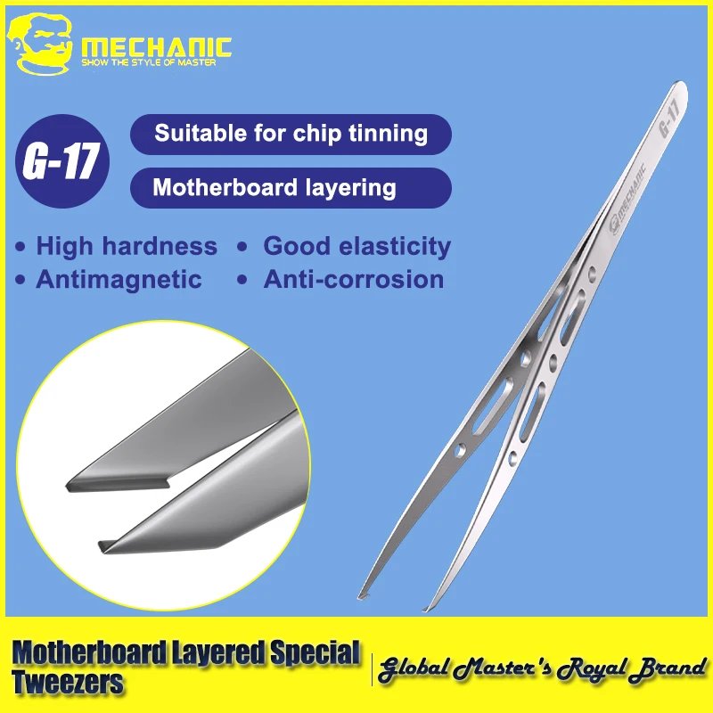 MECHANIC  G-17 Motherboard Layering Stainless Steel Tweezers For Mobile Phone Repair Motherboard BGA Layering Repair Tools