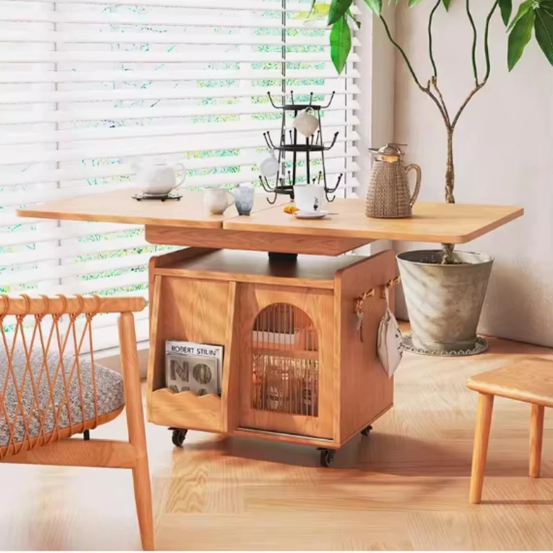 Space-saving furniture factory multifunctional lift table foldable coffee table with casters