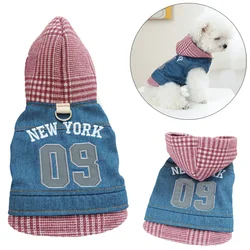 Newest Denim Puppy Dog Hooded Coat Jacket Fashion Letter Print Pet Clothes for Small Dogs Chihuahua Yorkshire mascotas Clothing