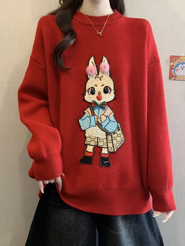 

Универсальный свободный вязаный свитер с длинными рукавами для женщин: осенне-зимняя модная повседневная утягивающая верхняя одежда для всех возрастов