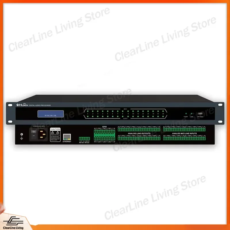 16x16 DSP Digital Audio Matrix Processor Software Volume Control RS232 Interface Black Home Power Amplifier Professional
