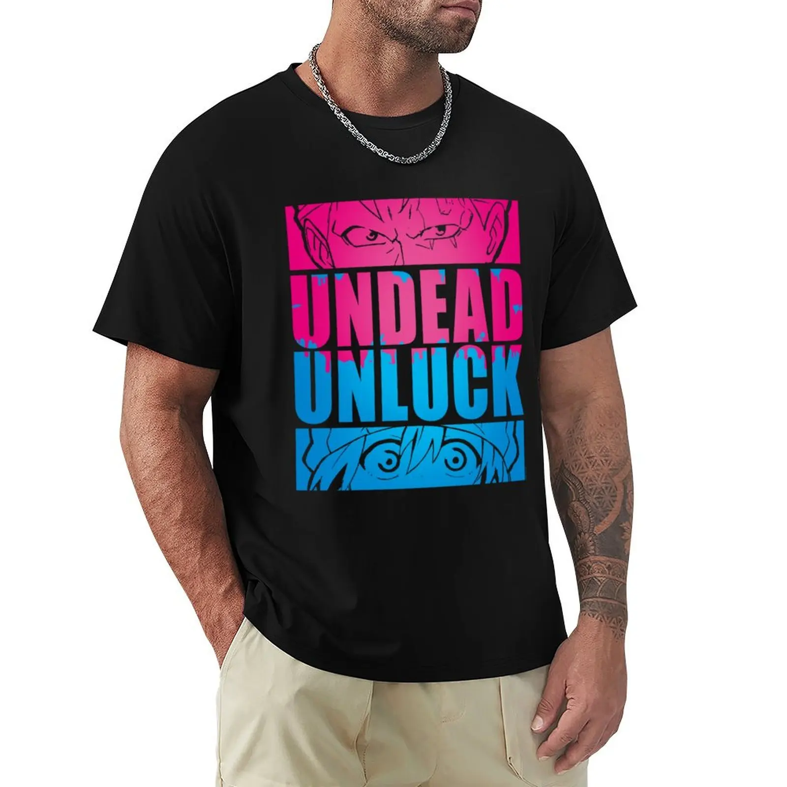 Undead Unluck Shirt Vintage Washed Unisex Oversized Anime Streetwear Soft Cotton Short Sleeve Tee Gift Clothing Tops Hot Sale