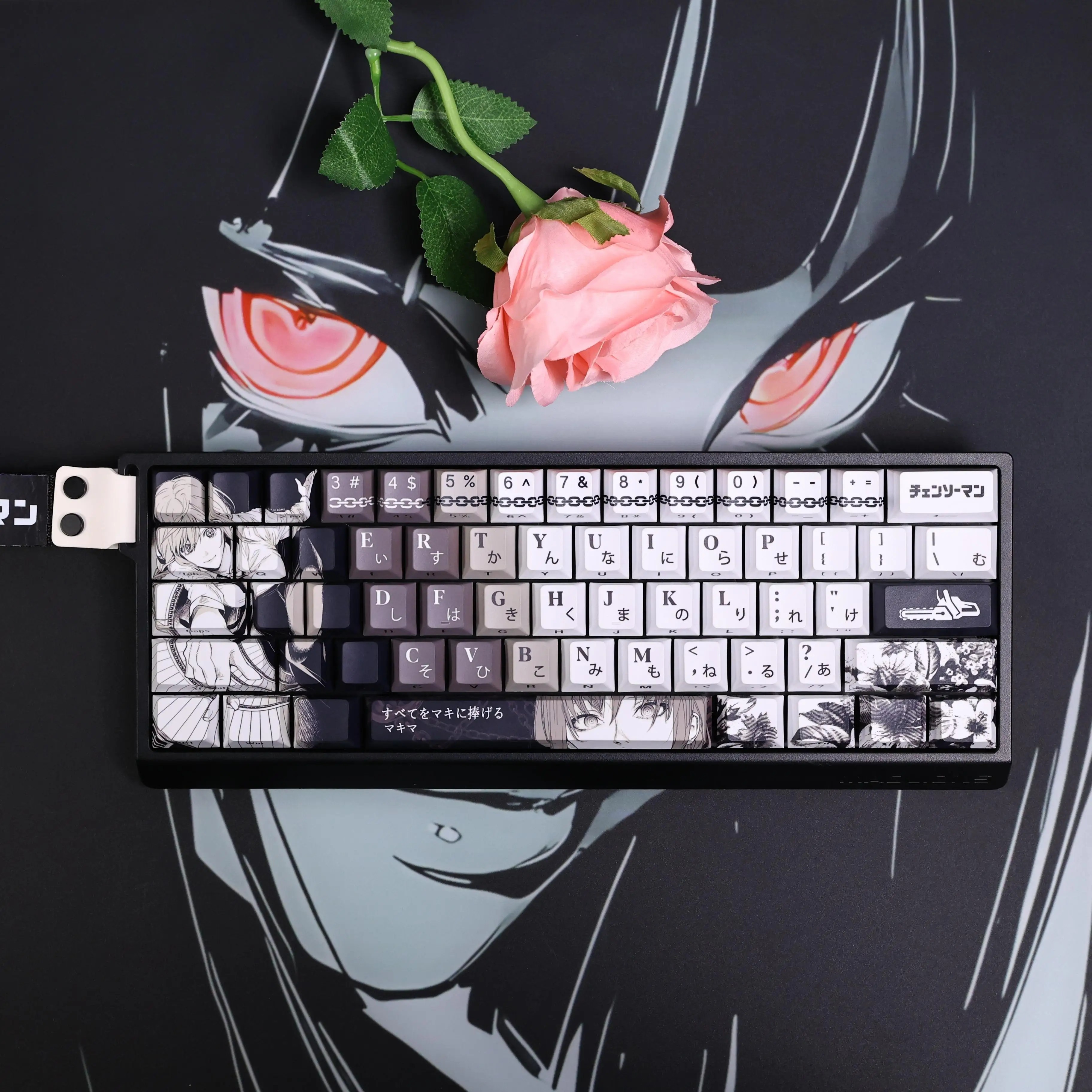 Keycap side engraving original five-sided hot sublimation chainsaw human animation customization, Meijia lion wooting