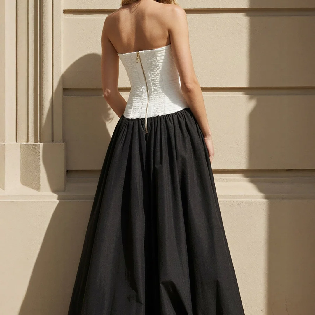 Bella Customized Prom Dress robes de soirée Party Dresses White Black Strapless Ruched High Low Maxi Formal Gown For Women 2026