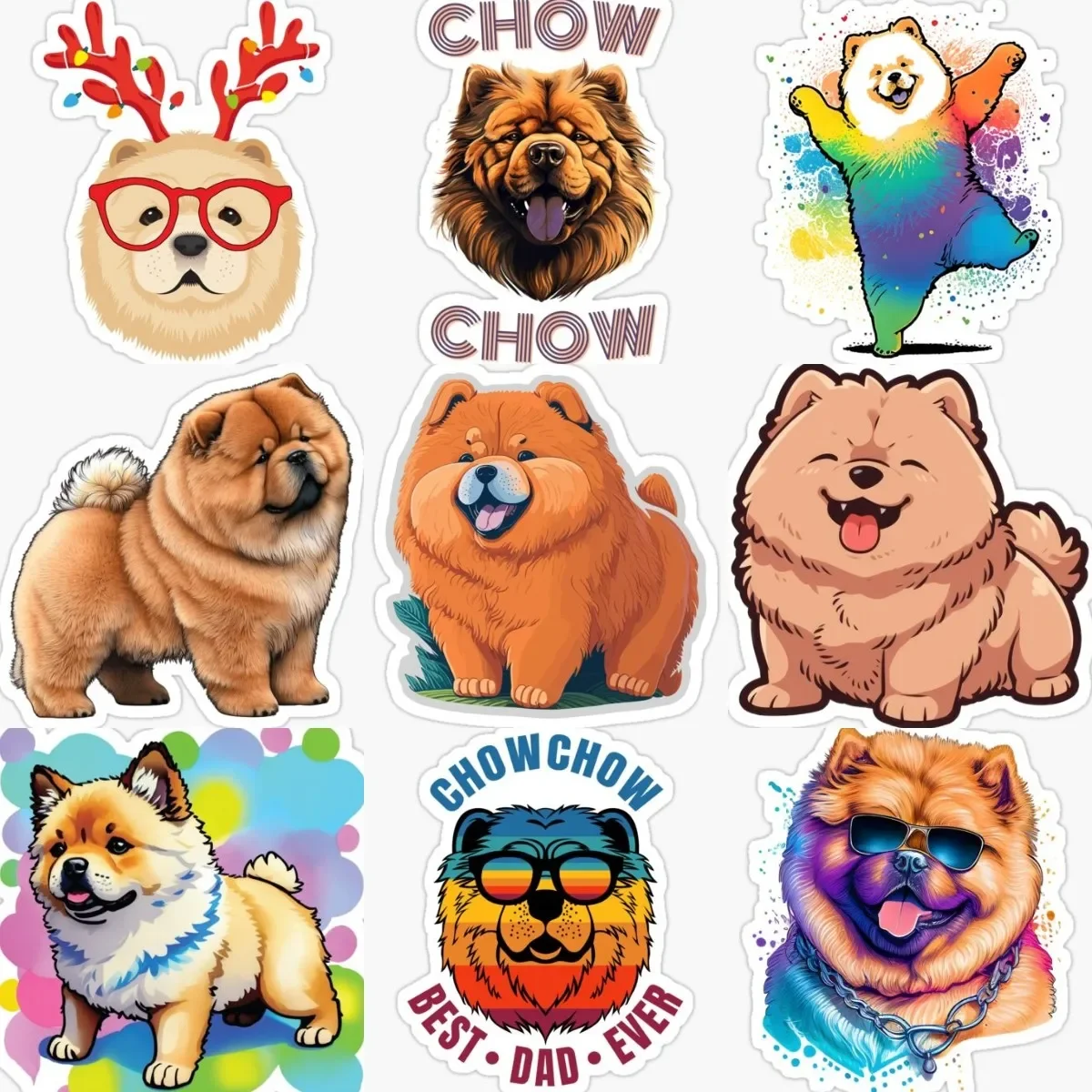 

Color Chow Chow Dog Pets Catoon Creative Sticker Motorcycle Car Window Laptop Glass Truck Wall Room Door Window Glass Decal