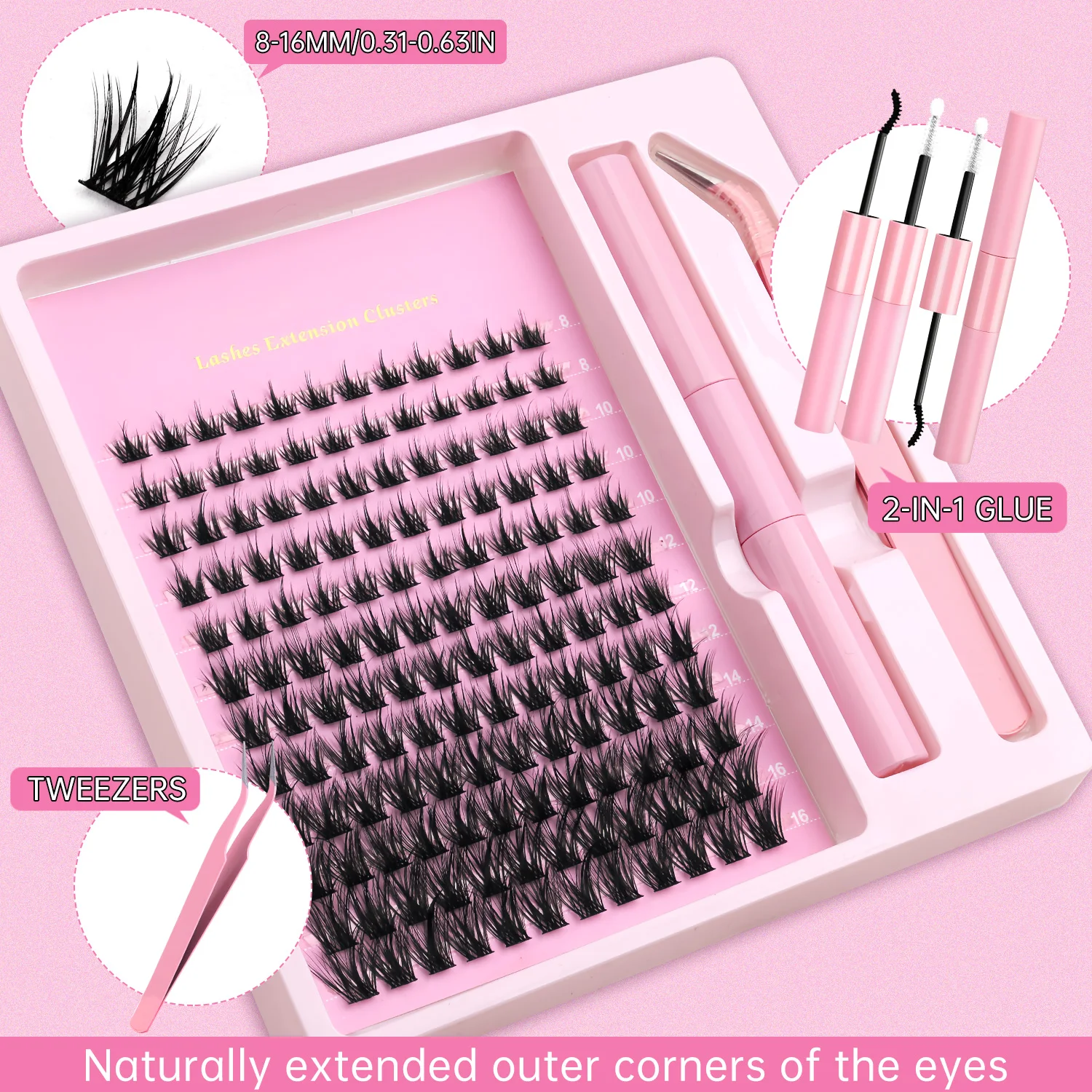 Veltrinay DIY Lash Extension Kit Natural Volume Includes Eyelash Tweezers Bonding Glue For Salon-Quality Results at Home Makeup