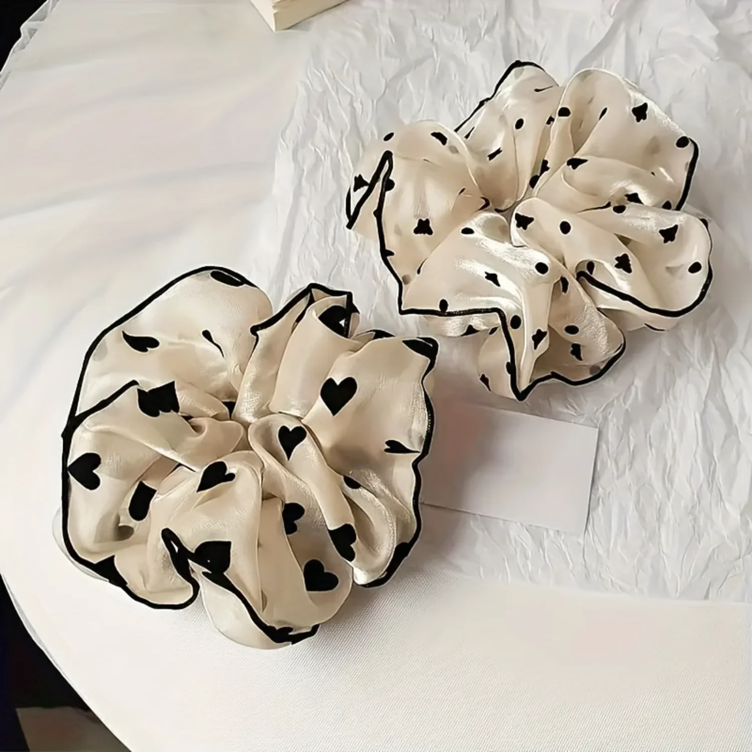 

Elegant Polka Dot Mesh Hair Scrunchies Set, Lace Detail Hair Ties, Bowknot Chiffon Ponytail Holders, Elastic Hair Bands for Wome