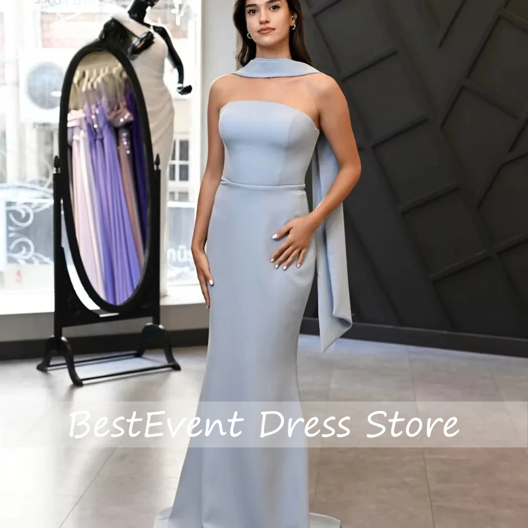 

Sky Blue Women's Evening Dress for Elegant Party Dresses Customized Sleeveless Mermaid Shawl Special Occasion Dresses Ball Gowns