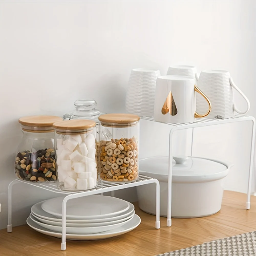 

2pc/set Metal Spice Rack, Kitchen Rack For Utensils, Tableware, Toiletry, Cosmetic, Household Organizer For Dresser, Bedroom,