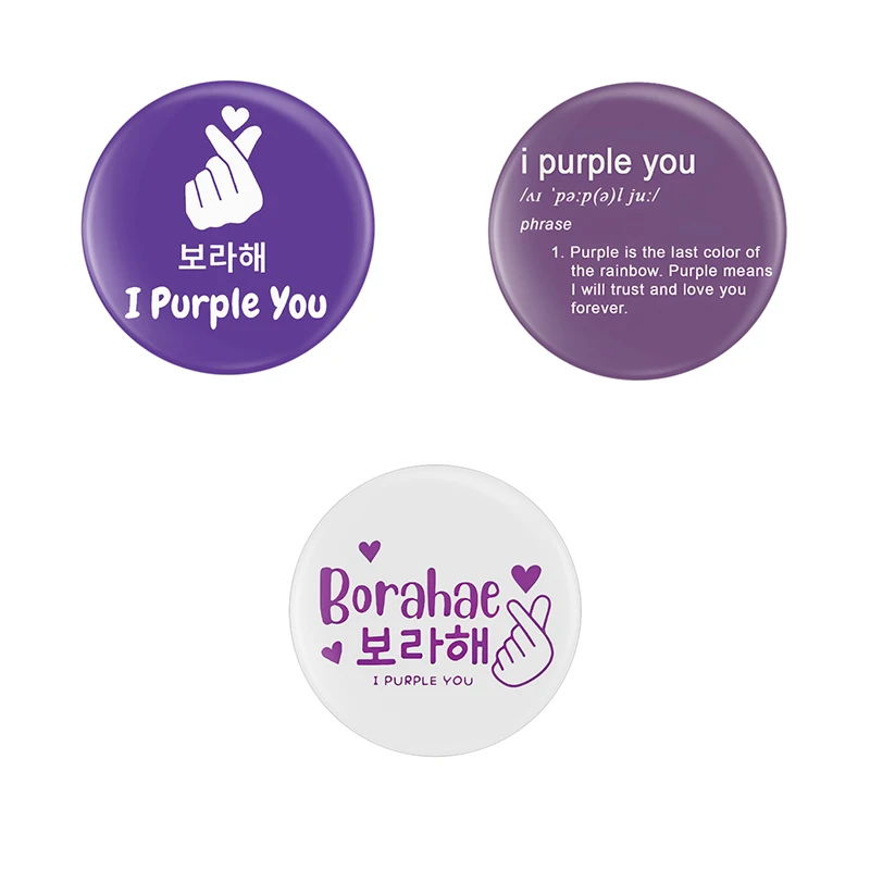 

I PURPLE YOU Tinplate Soft Button Pin Funny Creative Hand Heart Gesture Brooches Backpack Lapel Badge Jewelry Accessories Gift