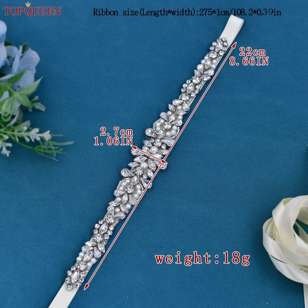 TOPQUEEN Women Crystal Belt Rhinestone Wedding Sash Evening Gown Accessories Bridal Belt Applique Bridesmaid Belt Gift S93A