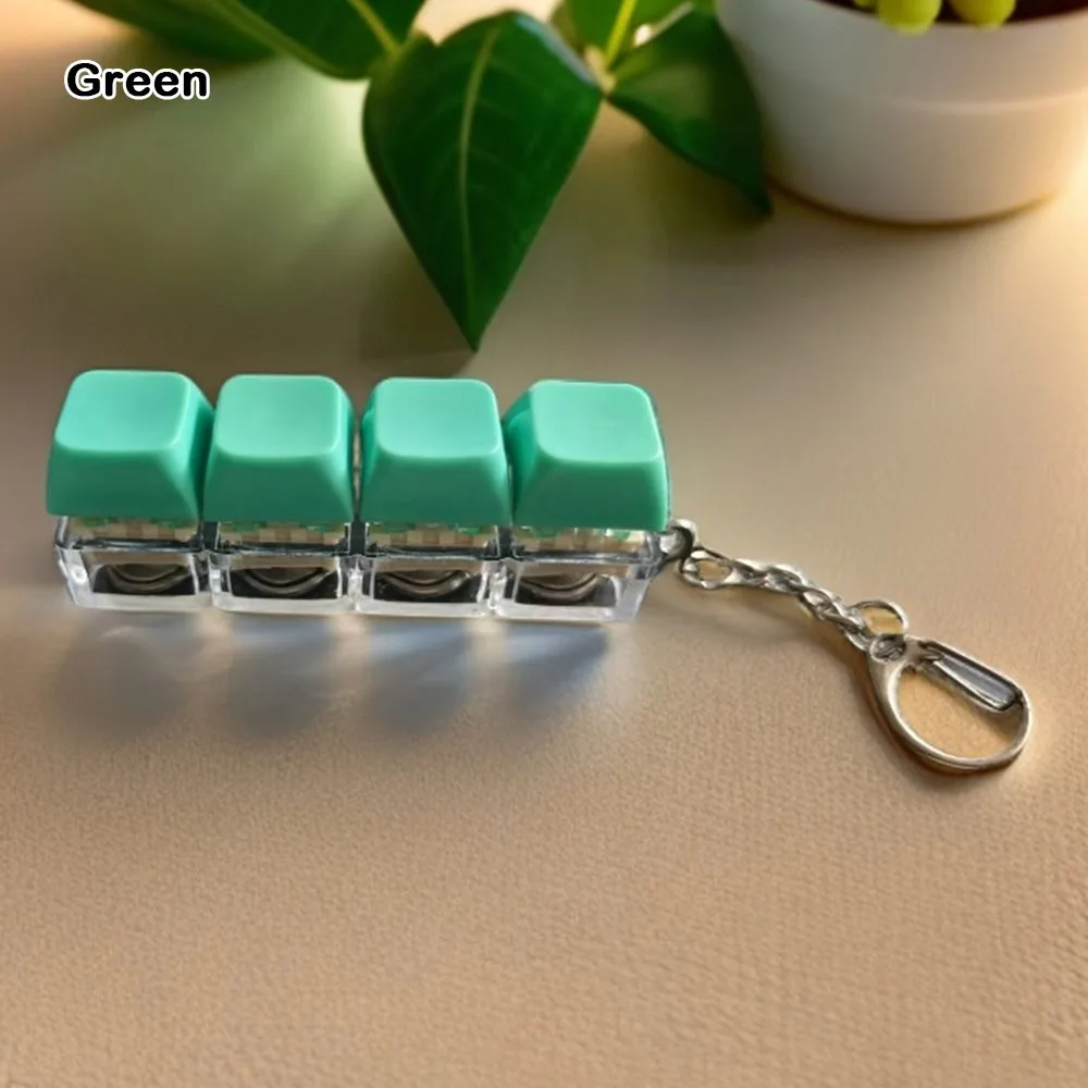 Diy Keycaps Toy Keyboard Fidget Toys with Keychain Stress Relief Keyboard Keychain Finger Button 4-button Shaft Tester Adults