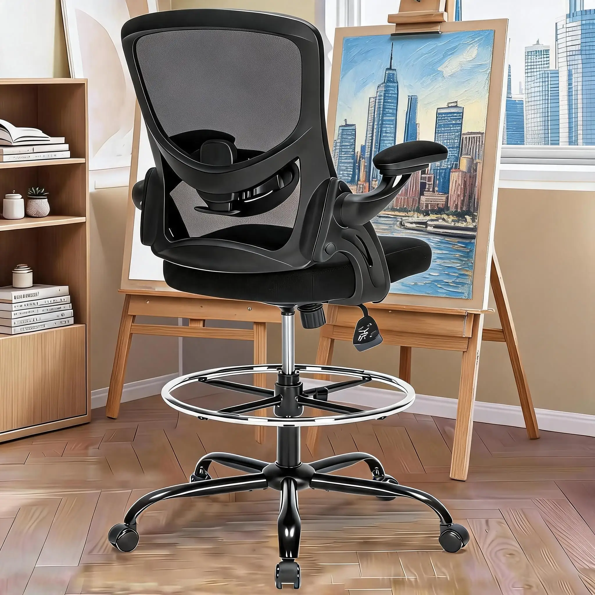 Footrest Under Desk - Drafting Chair, Tall Office Chair for