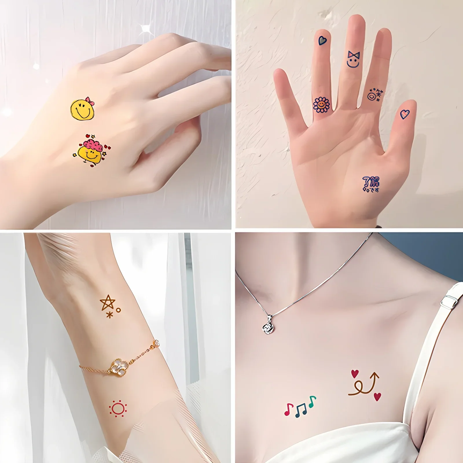 30pcs/lot Tiny Fake Tattoo Sticker Painting Wrist Finger Universe Cactus Crocodile Skateboard Sun Cute Transfer Tattoo for Child