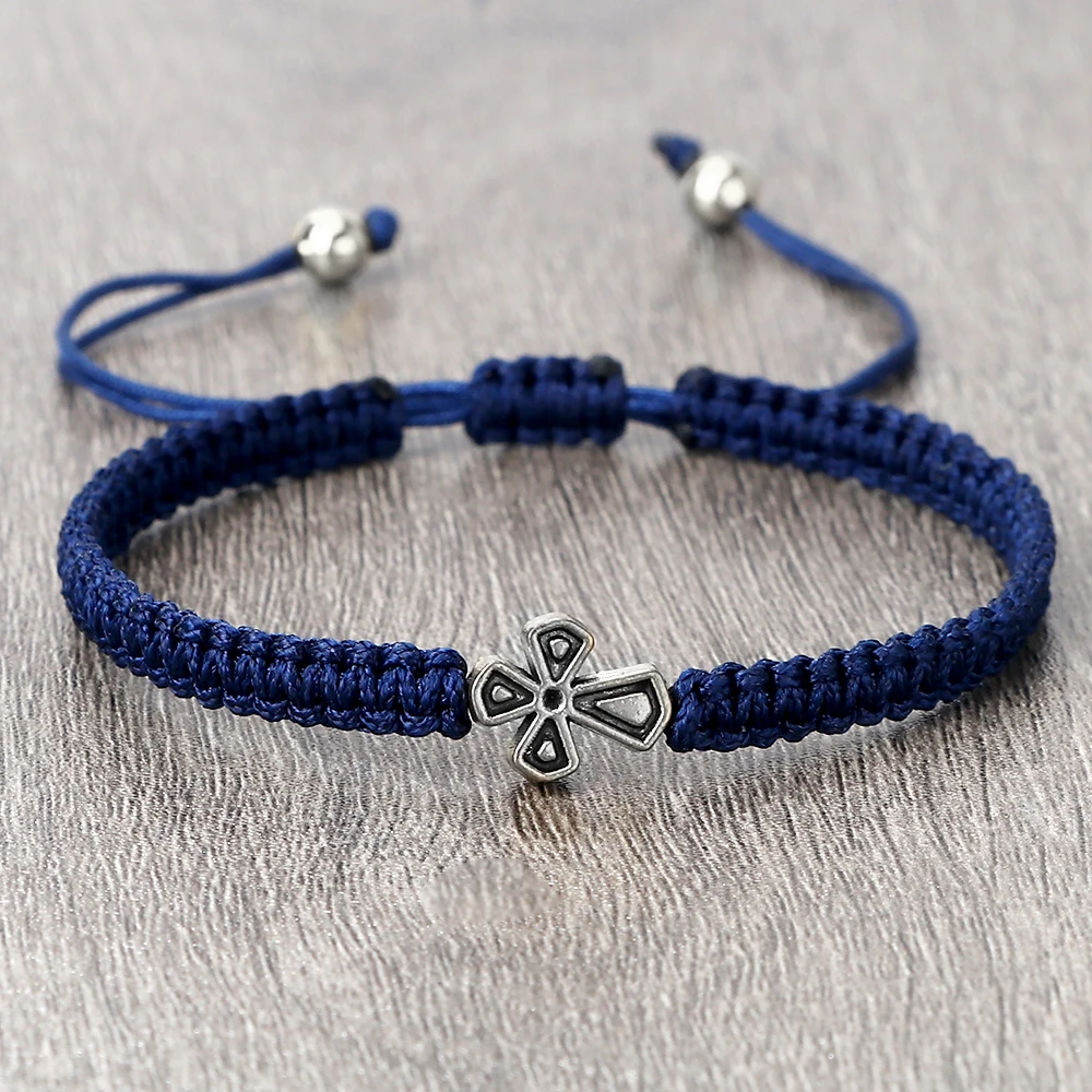Fashion Jesus Cross Bracelet Lucky Braided Red Blue Nylon Rope Adjustable Handmade Knots Charm Yoga Jewelry For Women Man Gifts