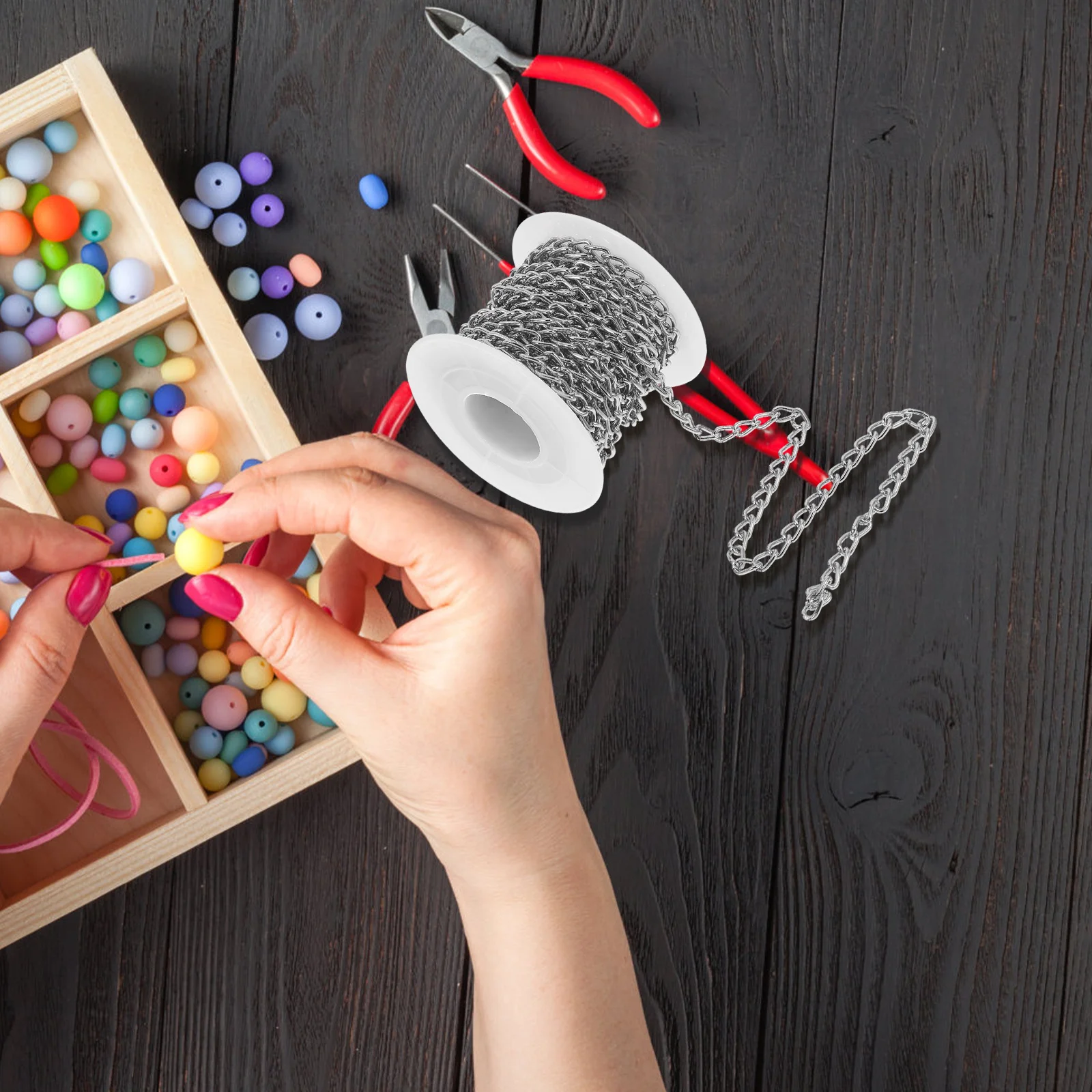 

1 Roll Aluminum O Shape Thin Chain for DIY Jewelry Making Necklace Bracelet Craft Pendant Hanging Repair Extender Curb Chain