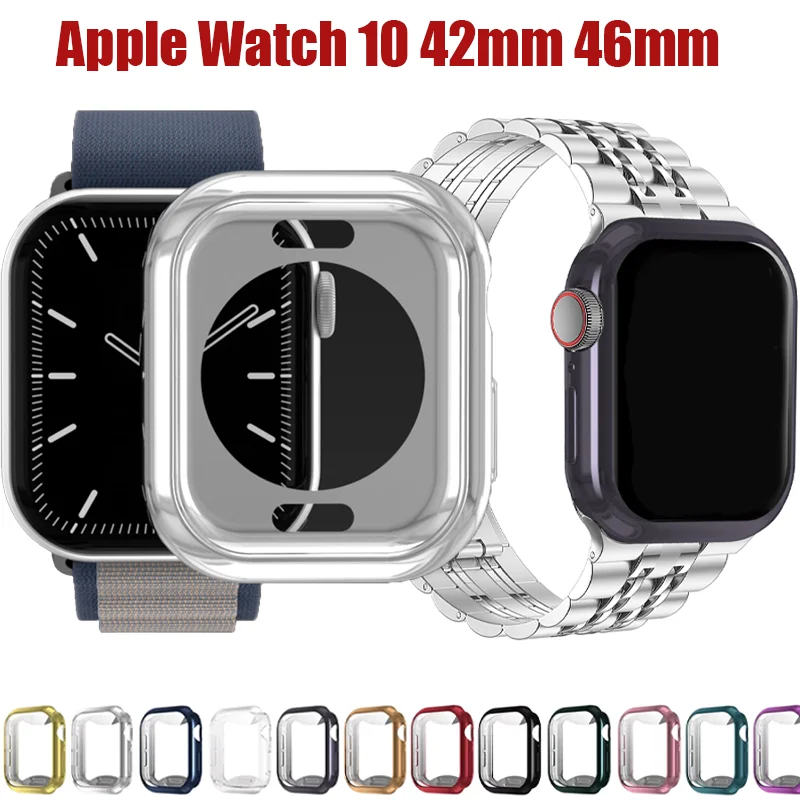 Soft Case For Apple Watch 10 42mm 46mm TPU Screen Protector With Soft Film+Cover iwatch series 10 9 8 7 6 42mm 46mm Accessories