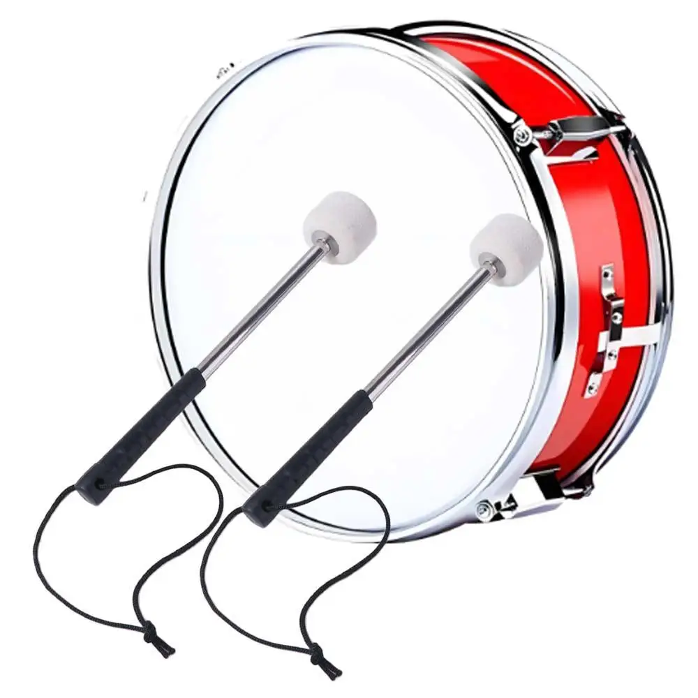 1Pc Stainless Steel Bass Drum Mallet Hanging Rope White Classic Metal Drum Stick Timpani Ergonomics Handle Instrument Sticks